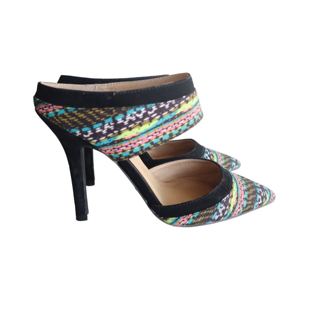 Multicolor Pointed Toe High Heel Mules By Qupid Size 7